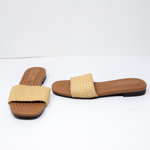 NEW Rag & Bone Ellie Slide Woven Straw Open Toe Flat Sandals Shoes Natural 7.5 - Picture 1 of 4
